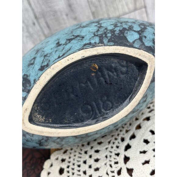 MCM Germany Assymetric Blue Black Gold Color Handled Dish Handmade Pottery - Picture 6 of 6